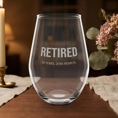 Retirement Wine Glass — Personalized Years of Service