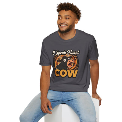 Farmer Shirt — "I Speak Fluent Cow" Funny Cattle Graphic Tee