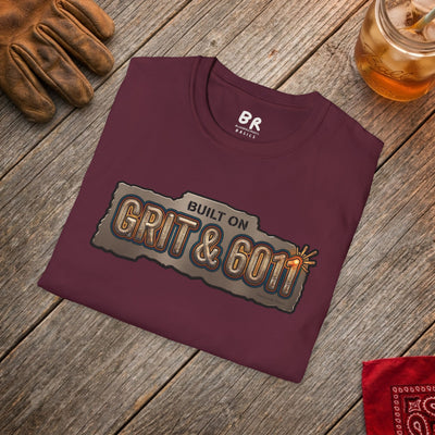 Built on Grit & 6011 welding shirt, Built on Grit & 6011 stick welder design