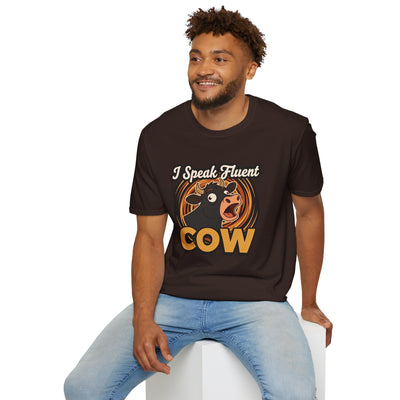 Farmer Shirt — "I Speak Fluent Cow" Funny Cattle Graphic Tee