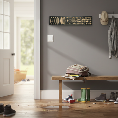 Good Moms Have Sticky Floors Carved Wood Sign