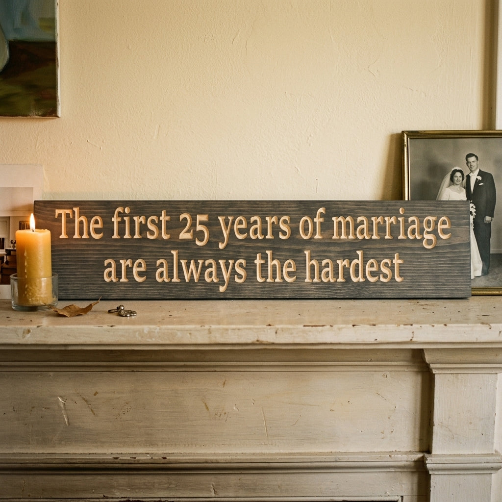 25th Anniversary Sign - Funny Silver Anniversary Wall Décor