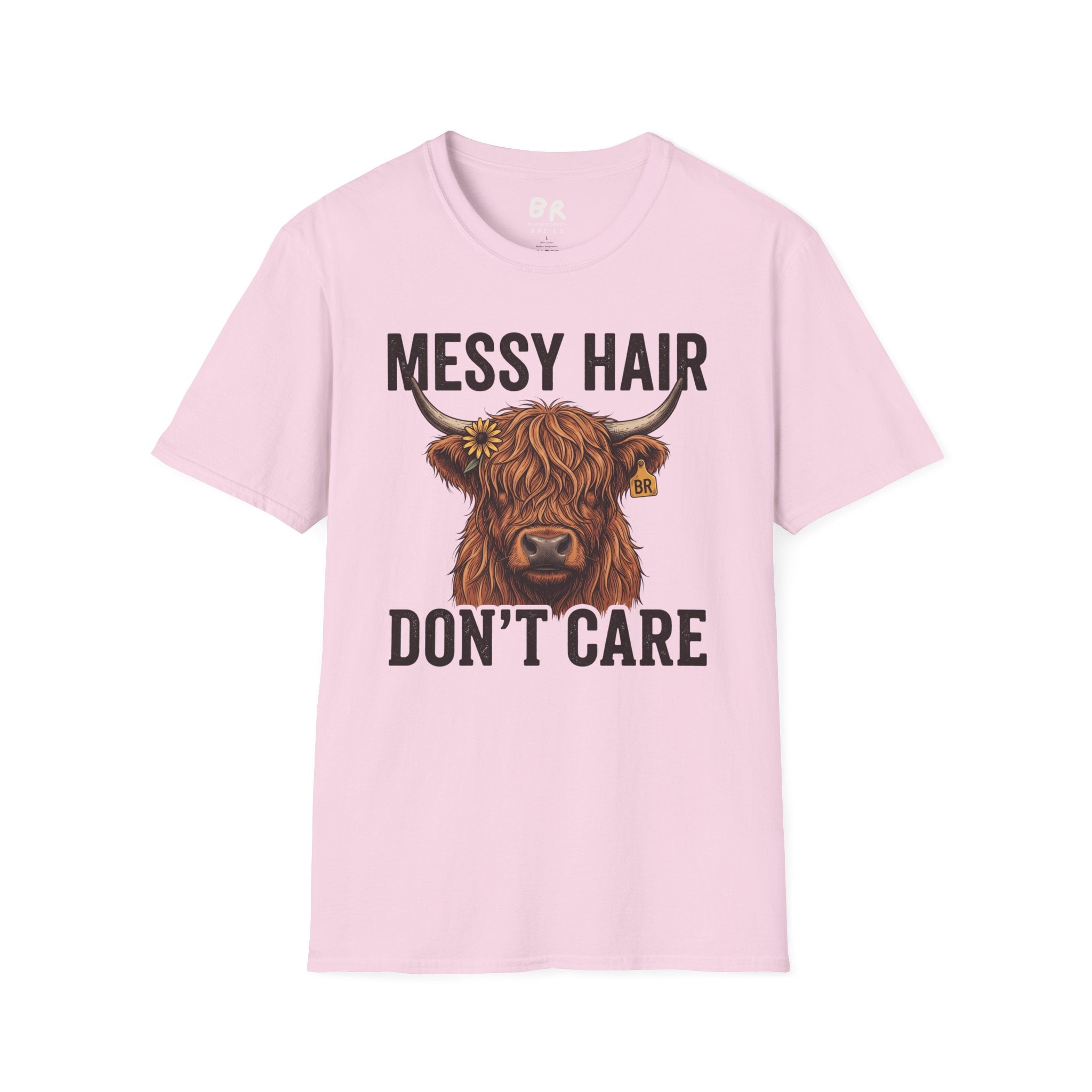 Messy Hair Don't Care highland cow shirt