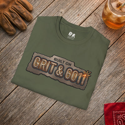 Built on Grit & 6011 welding shirt, Built on Grit & 6011 stick welder design