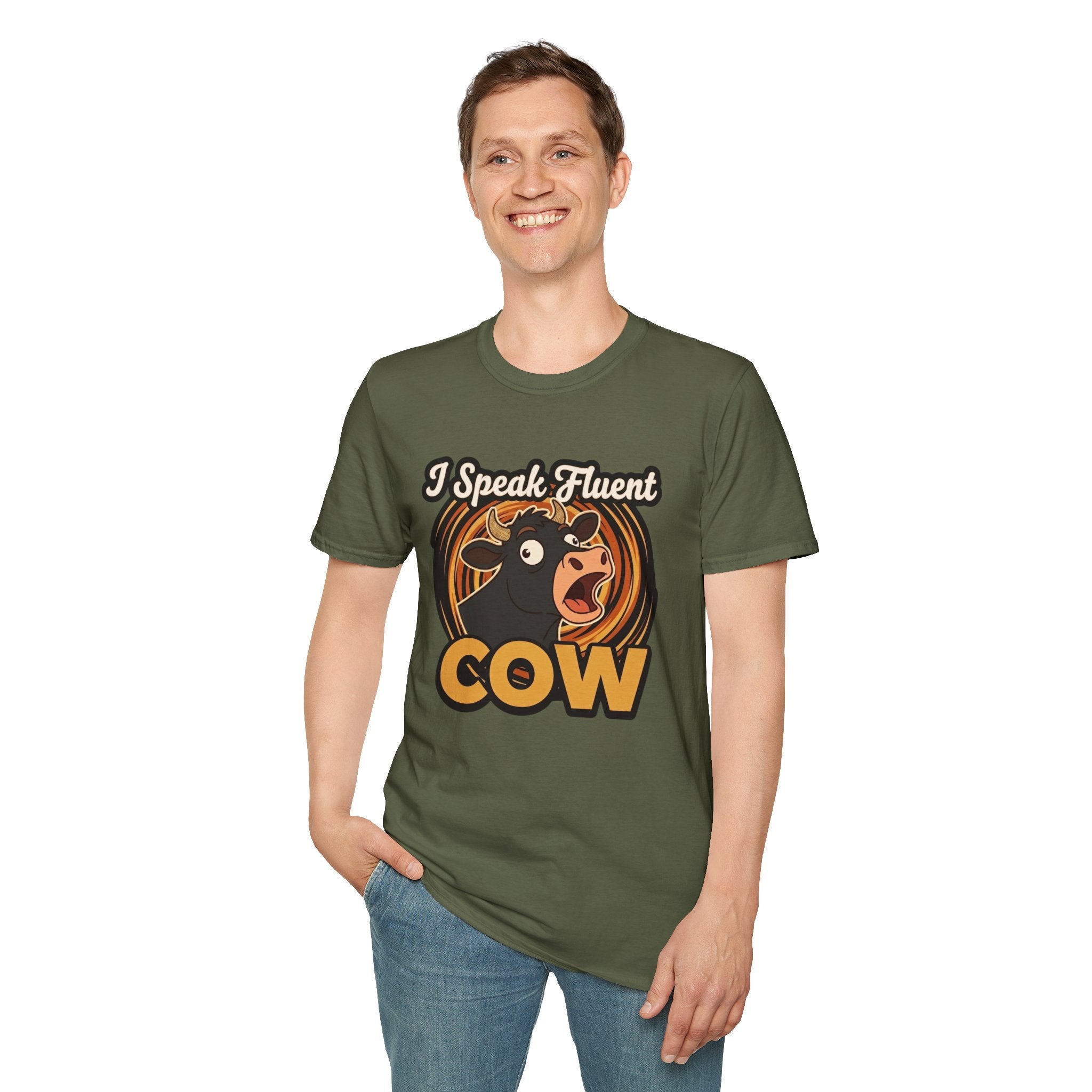 Farmer Shirt — "I Speak Fluent Cow" Funny Cattle Graphic Tee