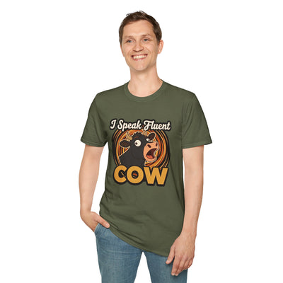 Farmer Shirt — "I Speak Fluent Cow" Funny Cattle Graphic Tee