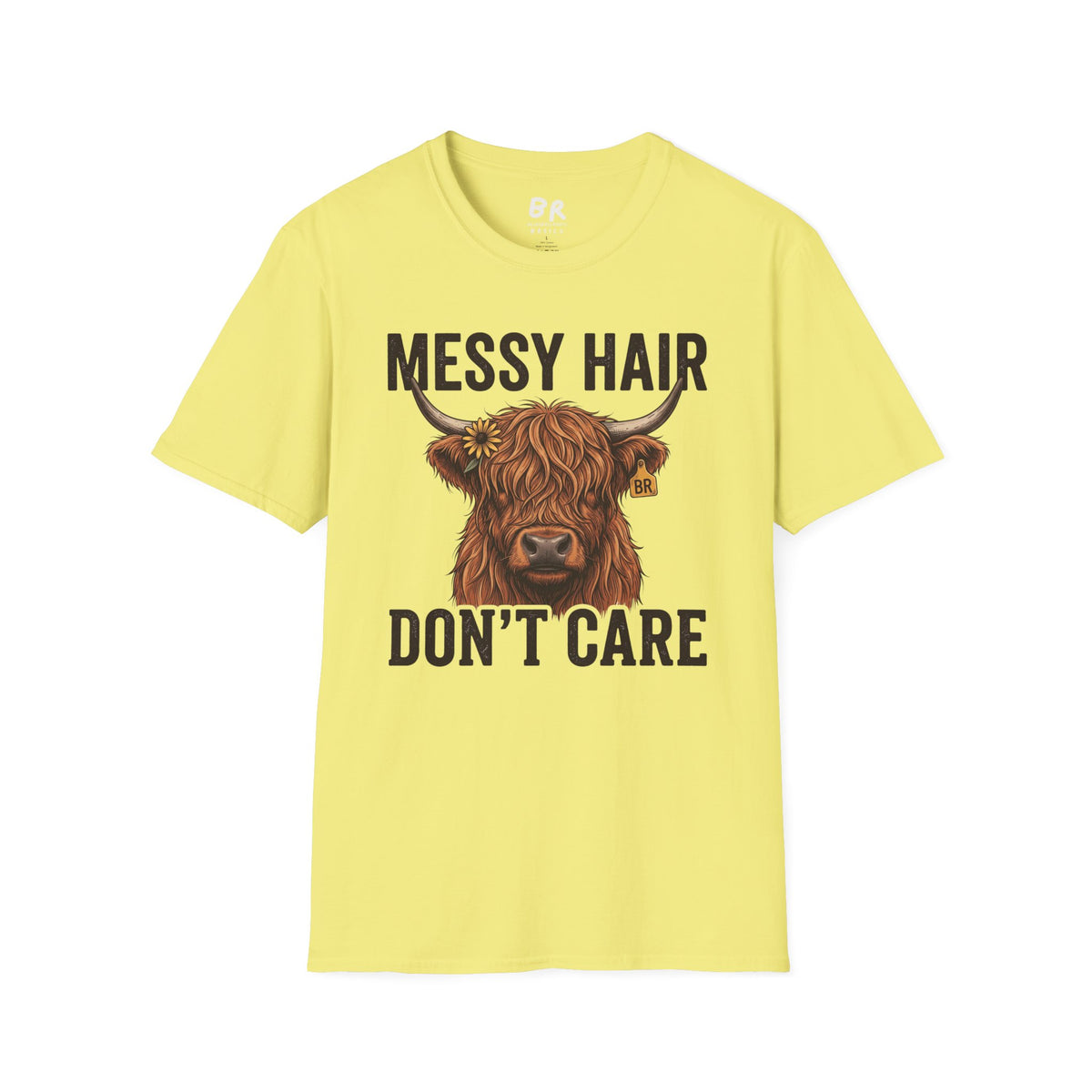 Messy Hair Don't Care highland cow shirt