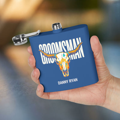 Longhorn Groomsman Flask — Personalized 6oz Whiskey Flask
