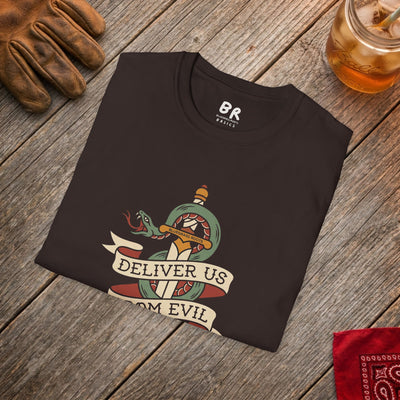 Deliver Us From Evil christian graphic tee