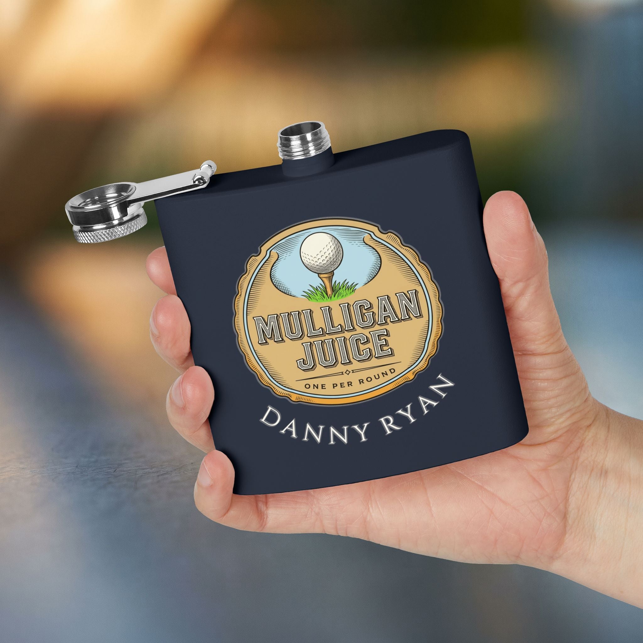 Mulligan Juice Golf Flask — Personalized 6oz Whiskey Flask for Golfers