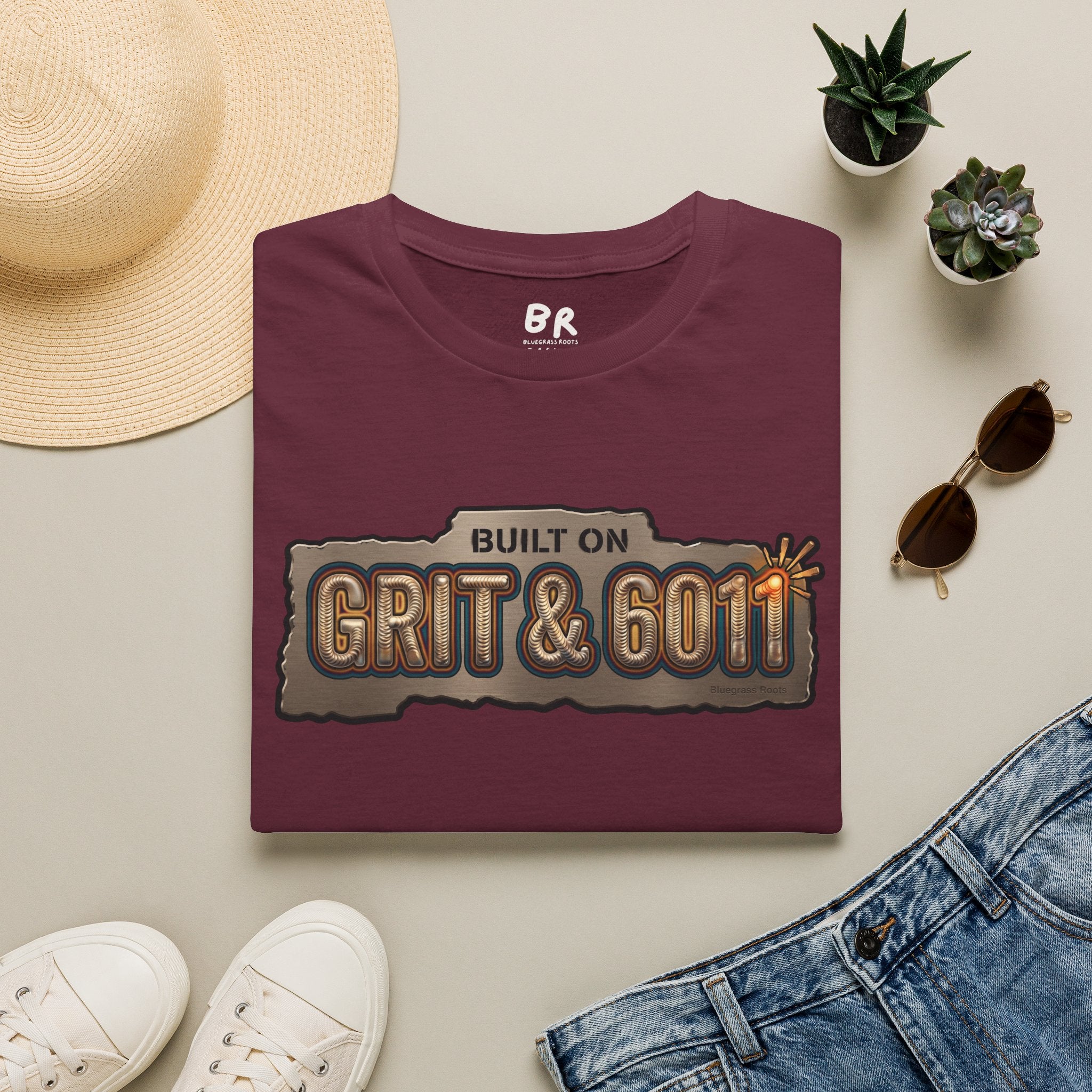 Built on Grit & 6011 welding shirt, Built on Grit & 6011 stick welder design