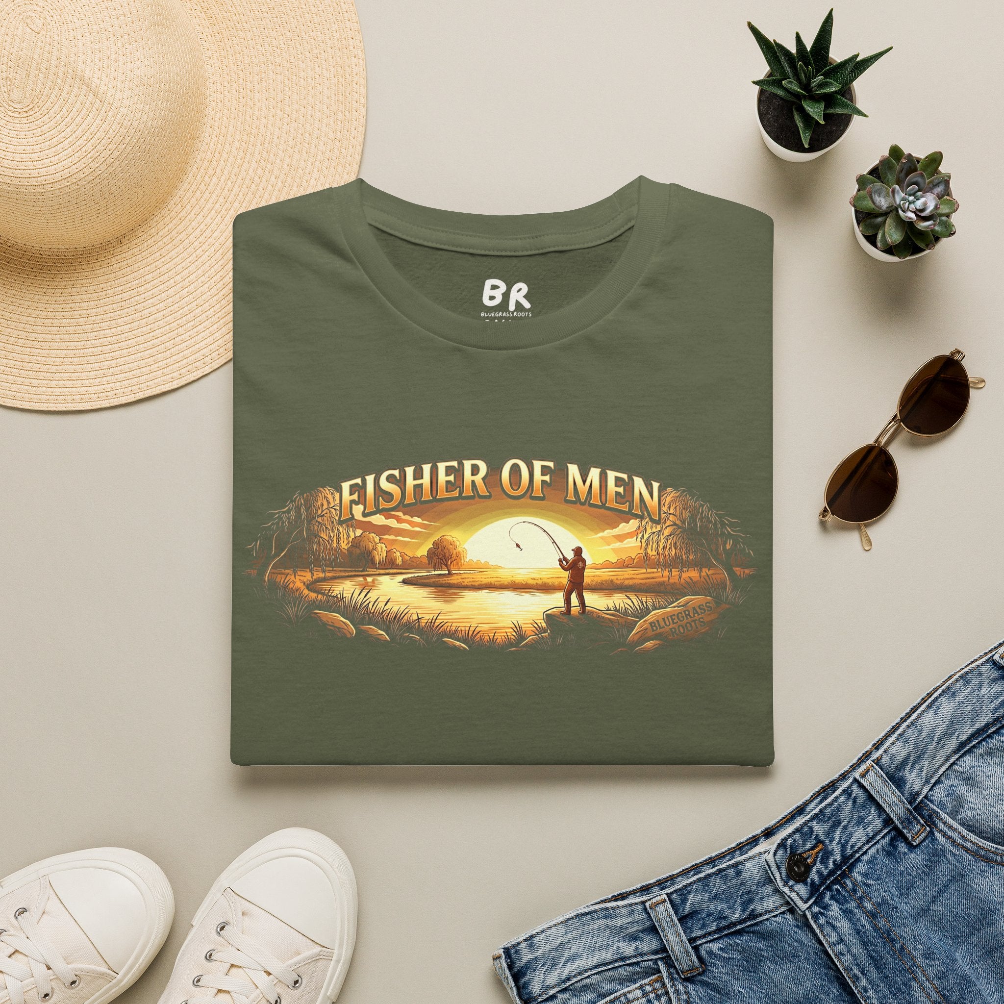 Fisher of Men jesus shirt for men, Fisher of Men angler sunset design