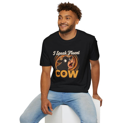 Farmer Shirt — "I Speak Fluent Cow" Funny Cattle Graphic Tee
