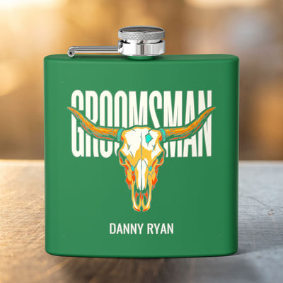 Longhorn Groomsman Flask — Personalized 6oz Whiskey Flask