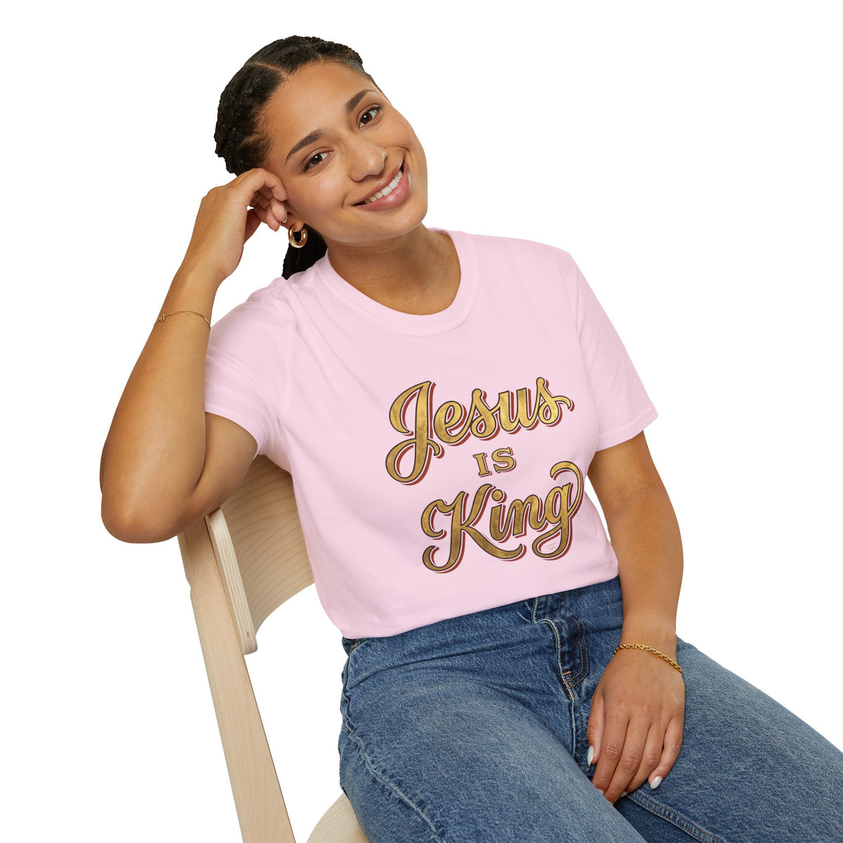 Jesus Is King gold leaf shirt in S