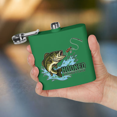 Hooked Fishing Flask — Personalized 6oz Whiskey Flask for Anglers