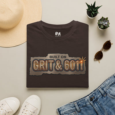 Built on Grit & 6011 welding shirt, Built on Grit & 6011 stick welder design