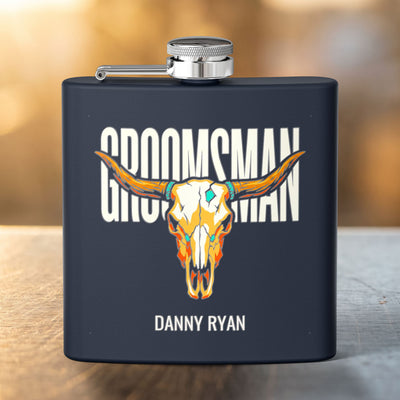 Longhorn Groomsman Flask — Personalized 6oz Whiskey Flask