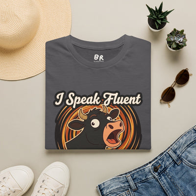 Farmer Shirt — "I Speak Fluent Cow" Funny Cattle Graphic Tee