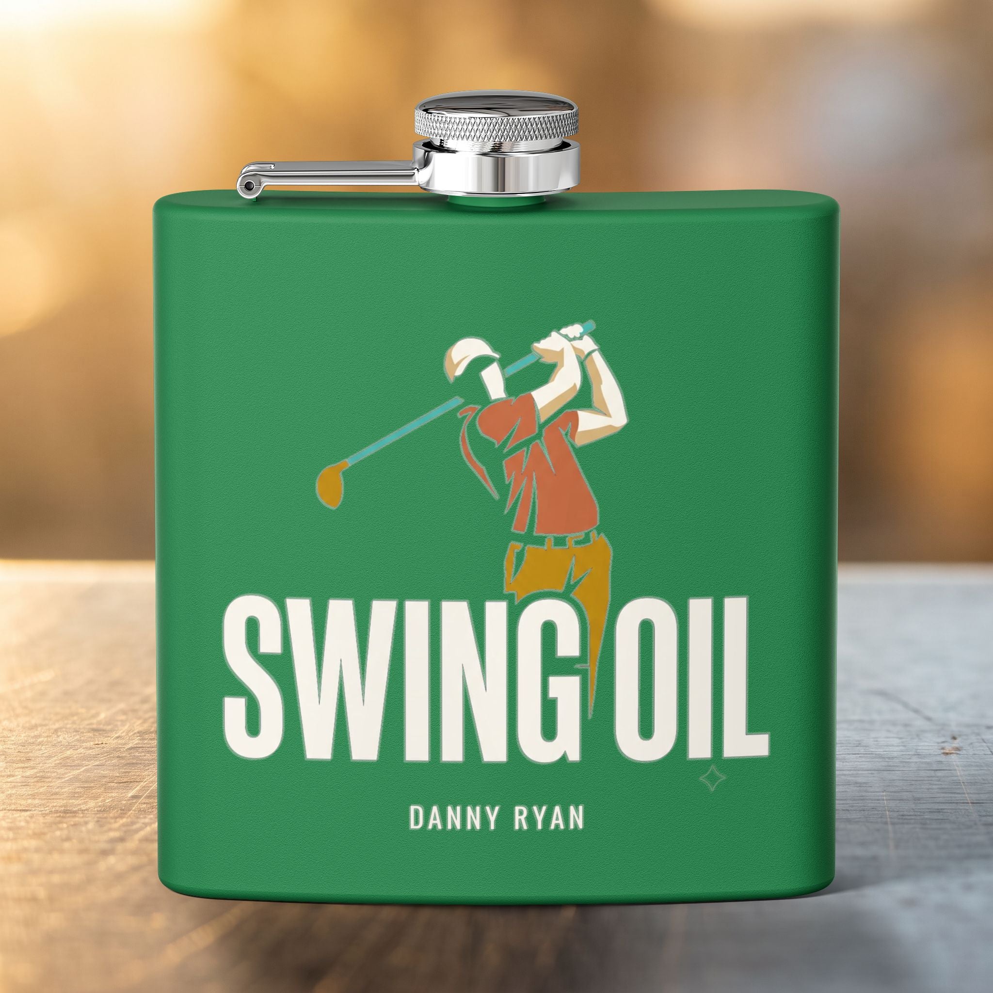 Swing Oil Golf Flask — Personalized 6oz Whiskey Flask
