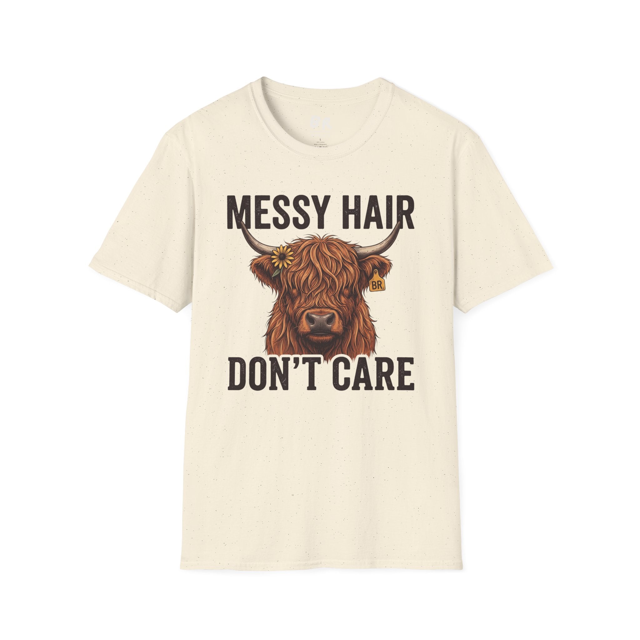 Messy Hair Don't Care highland cow shirt