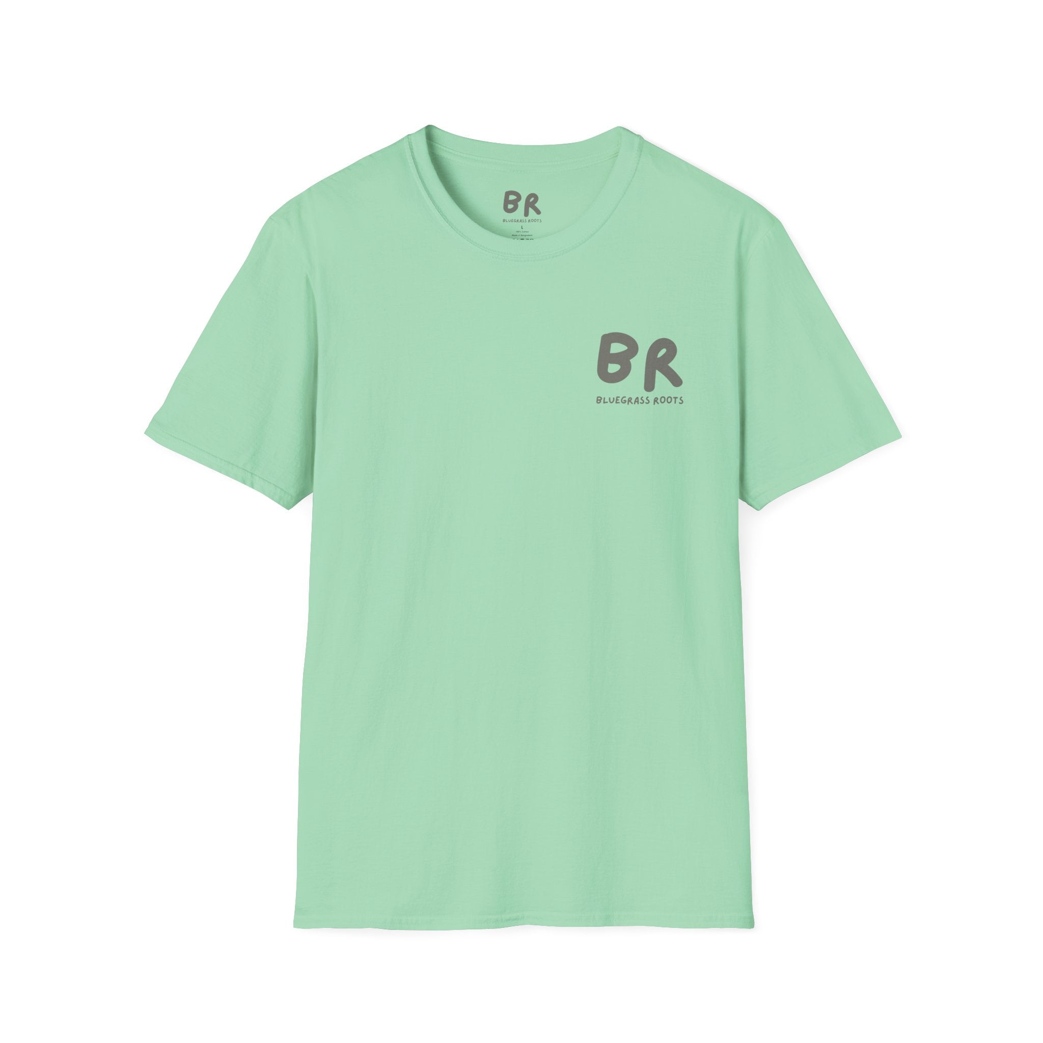 Light green t-shirt with 'BR' logo on a white background