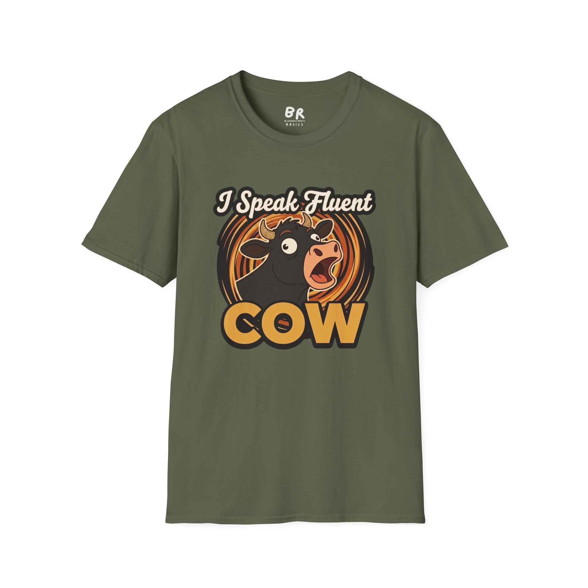 Farmer Shirt — "I Speak Fluent Cow" Funny Cattle Graphic Tee