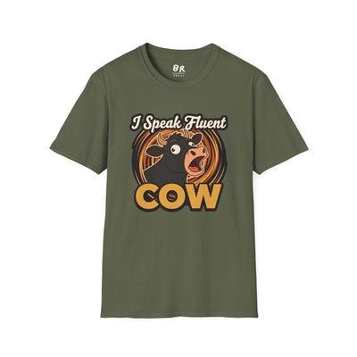 Farmer Shirt — "I Speak Fluent Cow" Funny Cattle Graphic Tee