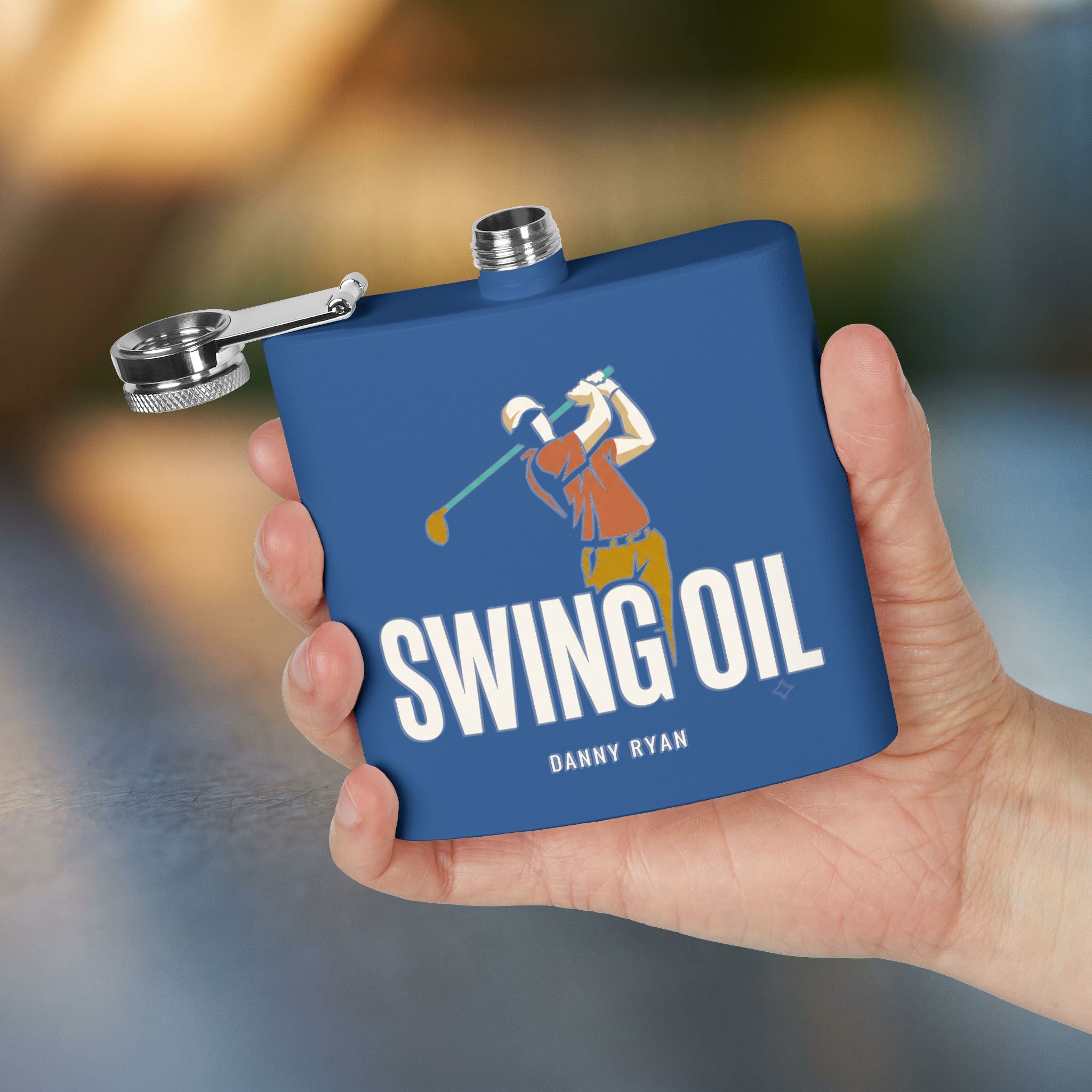 Swing Oil Golf Flask — Personalized 6oz Whiskey Flask