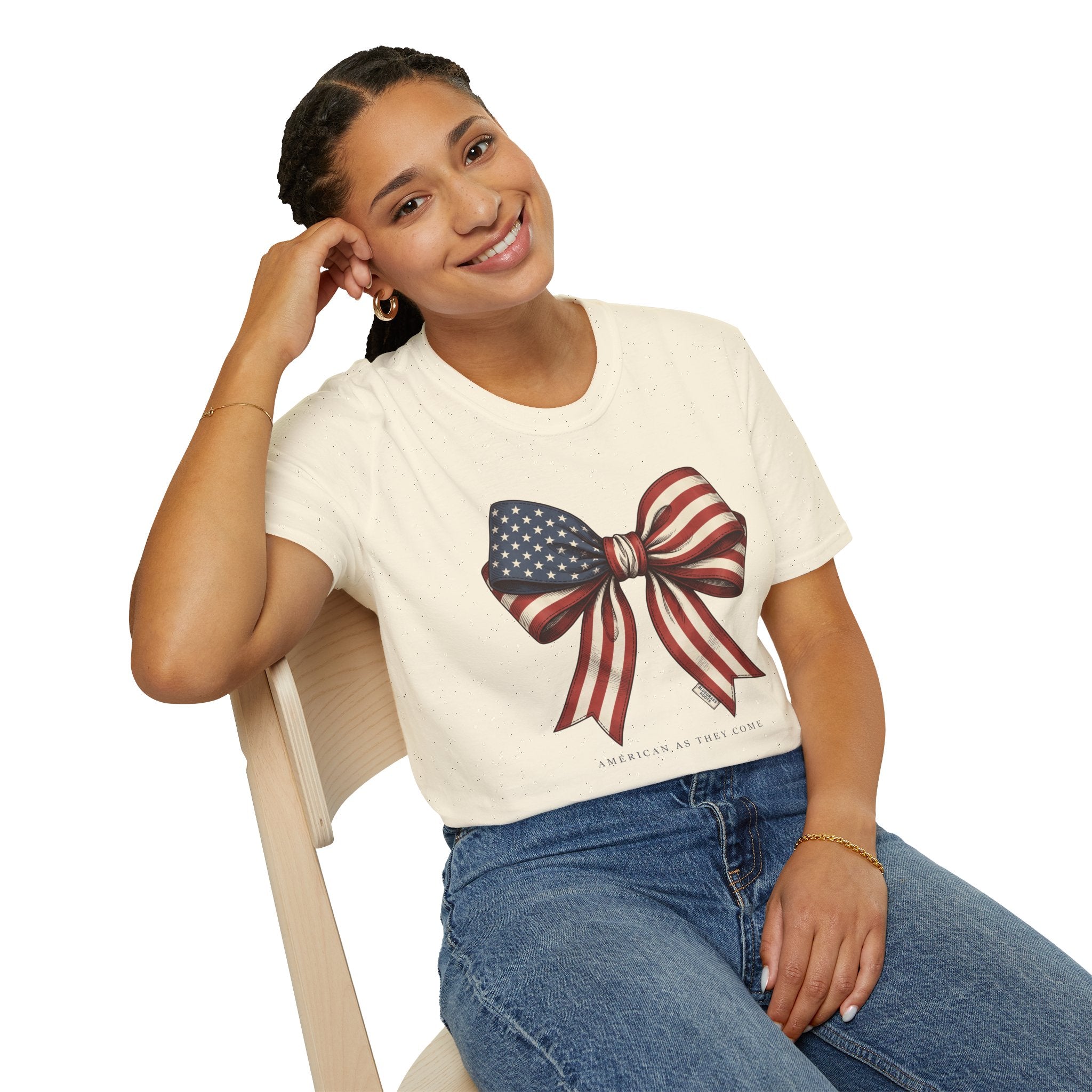 American flag bow 4th of July shirt