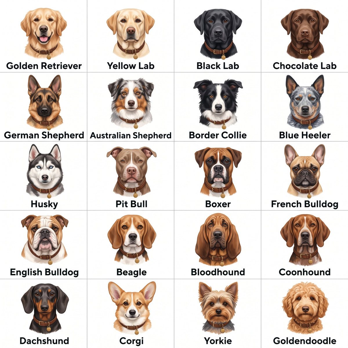 Choose your breed: 20 painted dog breeds for the personalized dog mug
