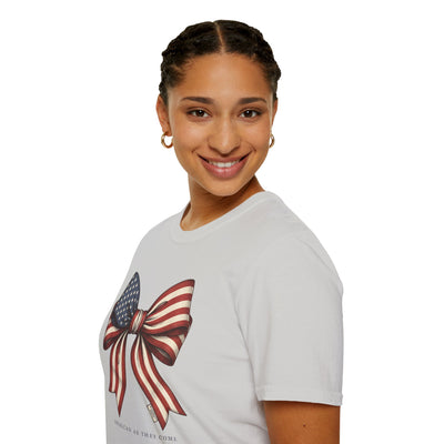 American flag bow 4th of July shirt
