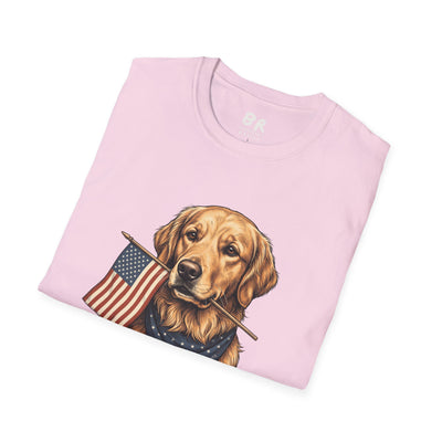 Golden retriever patriotic shirt for women