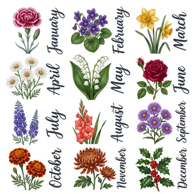 Choose your birth month: the 12 birth flowers for the personalized birth flower mug
