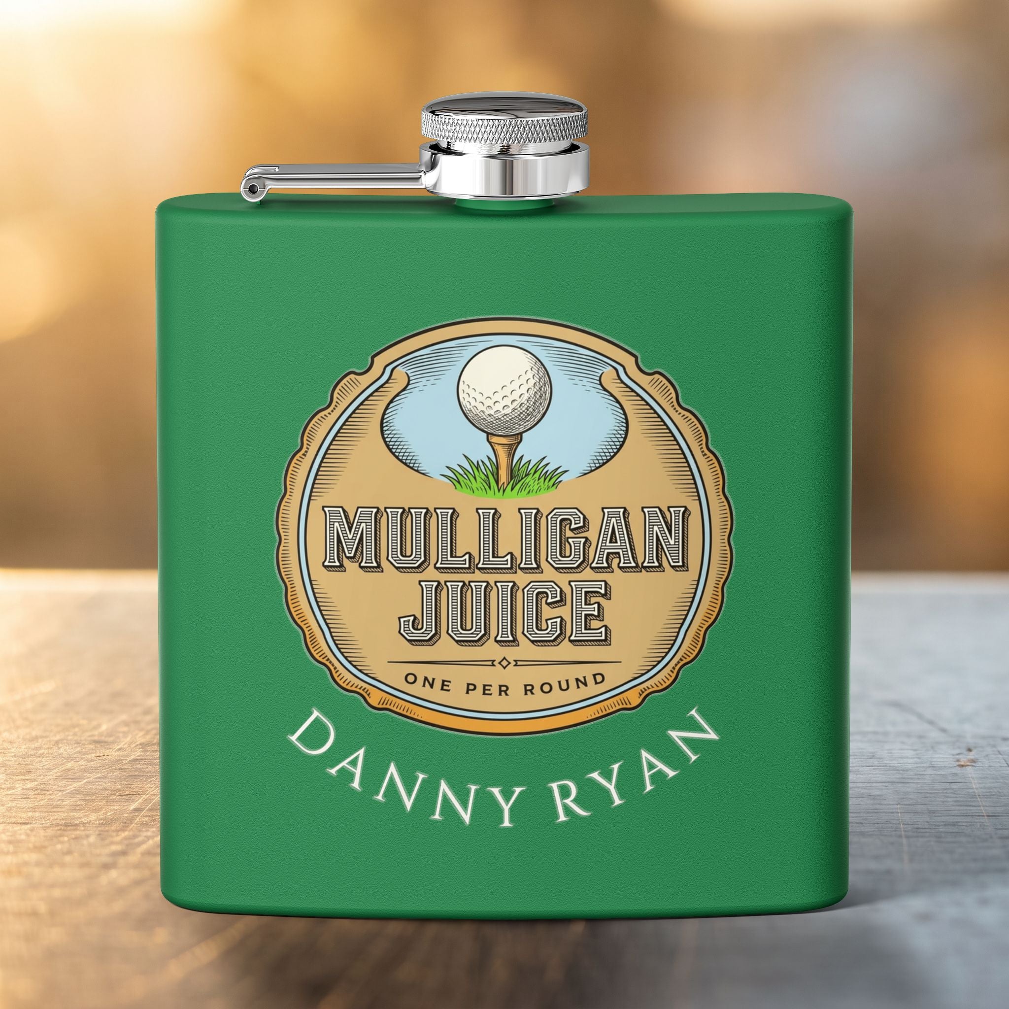 Mulligan Juice Golf Flask — Personalized 6oz Whiskey Flask for Golfers