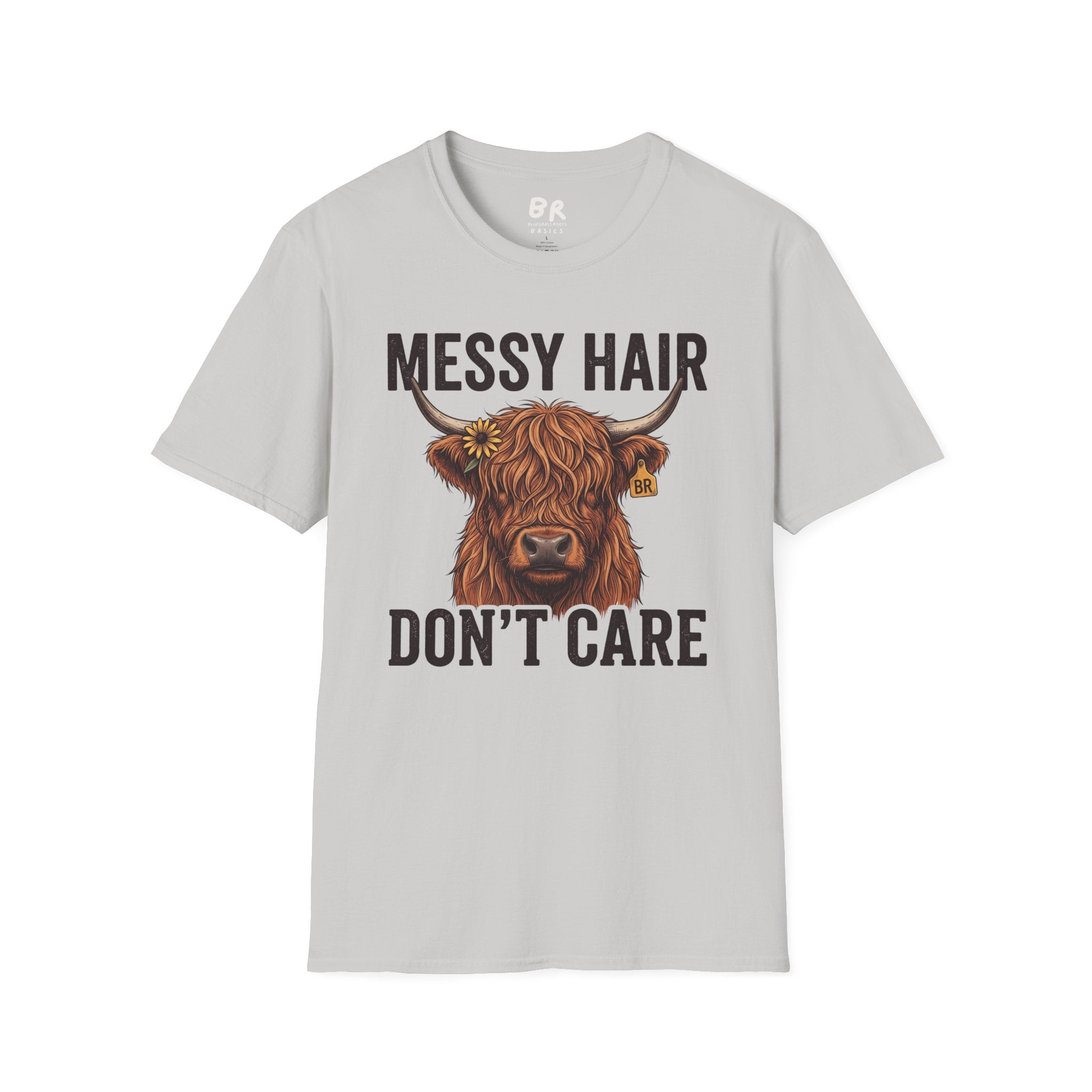 Messy Hair Don't Care highland cow shirt