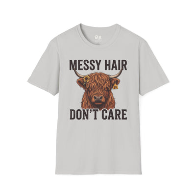 Messy Hair Don't Care highland cow shirt