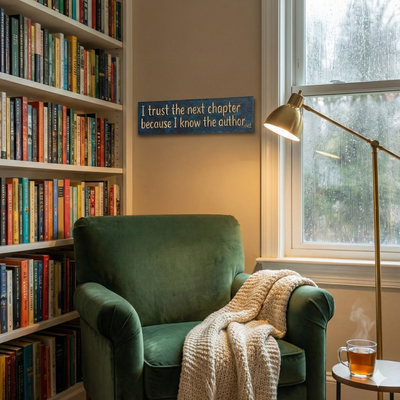 I Trust the Next Chapter Wooden Sign – Inspirational Wall Art