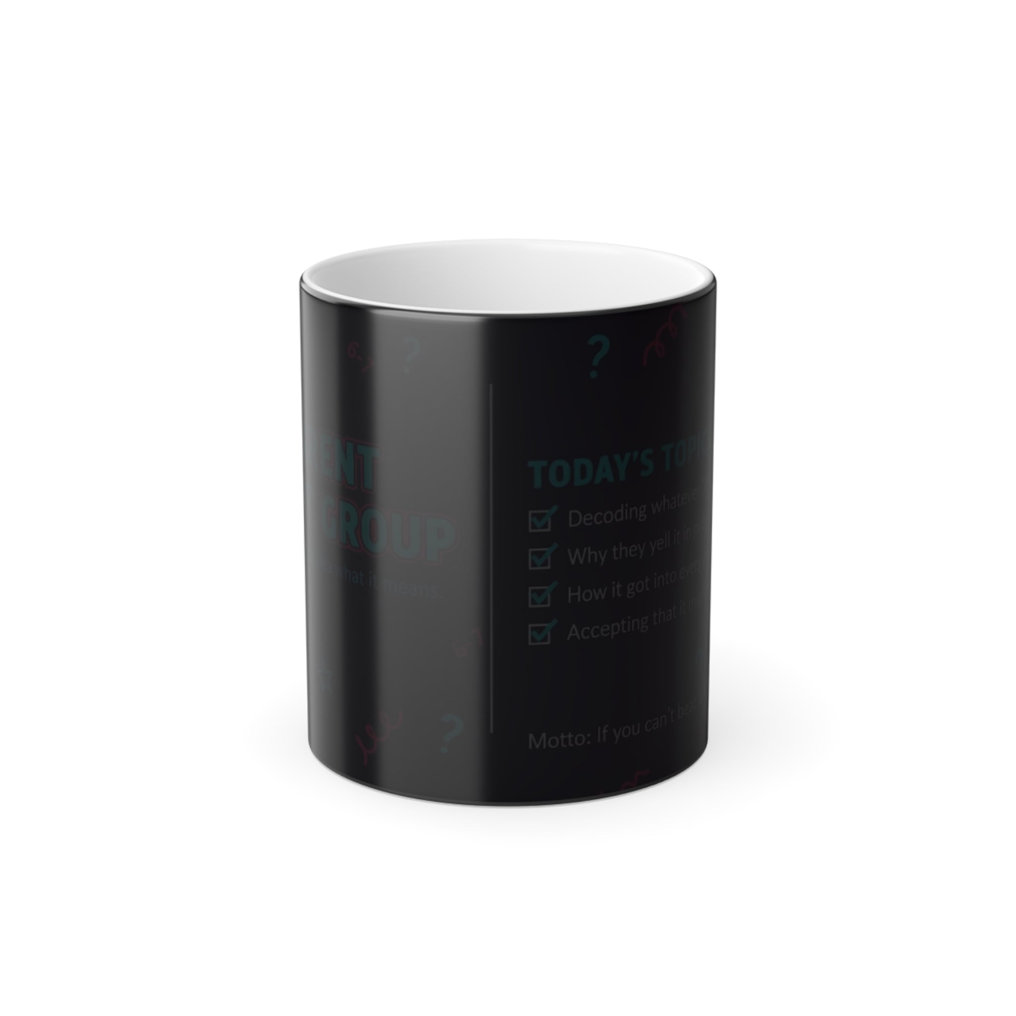 6–7 Parent Support Group Color-Changing Magic Mug for Moms - coffee mug styled on kitchen counter by Bluegrass Gifts
