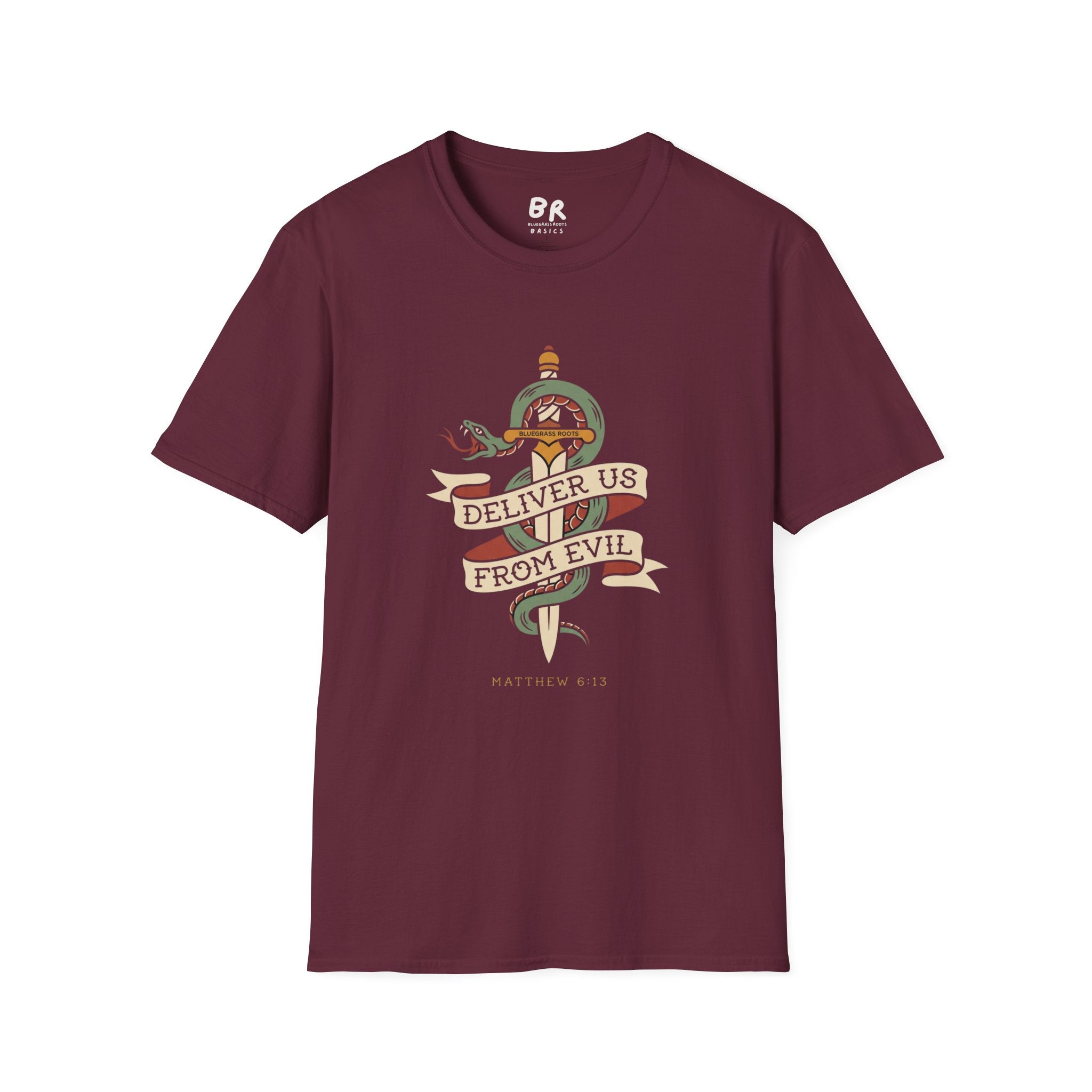 Deliver Us From Evil christian graphic tee in S