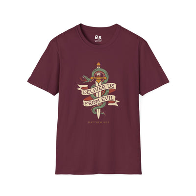 Deliver Us From Evil christian graphic tee in S