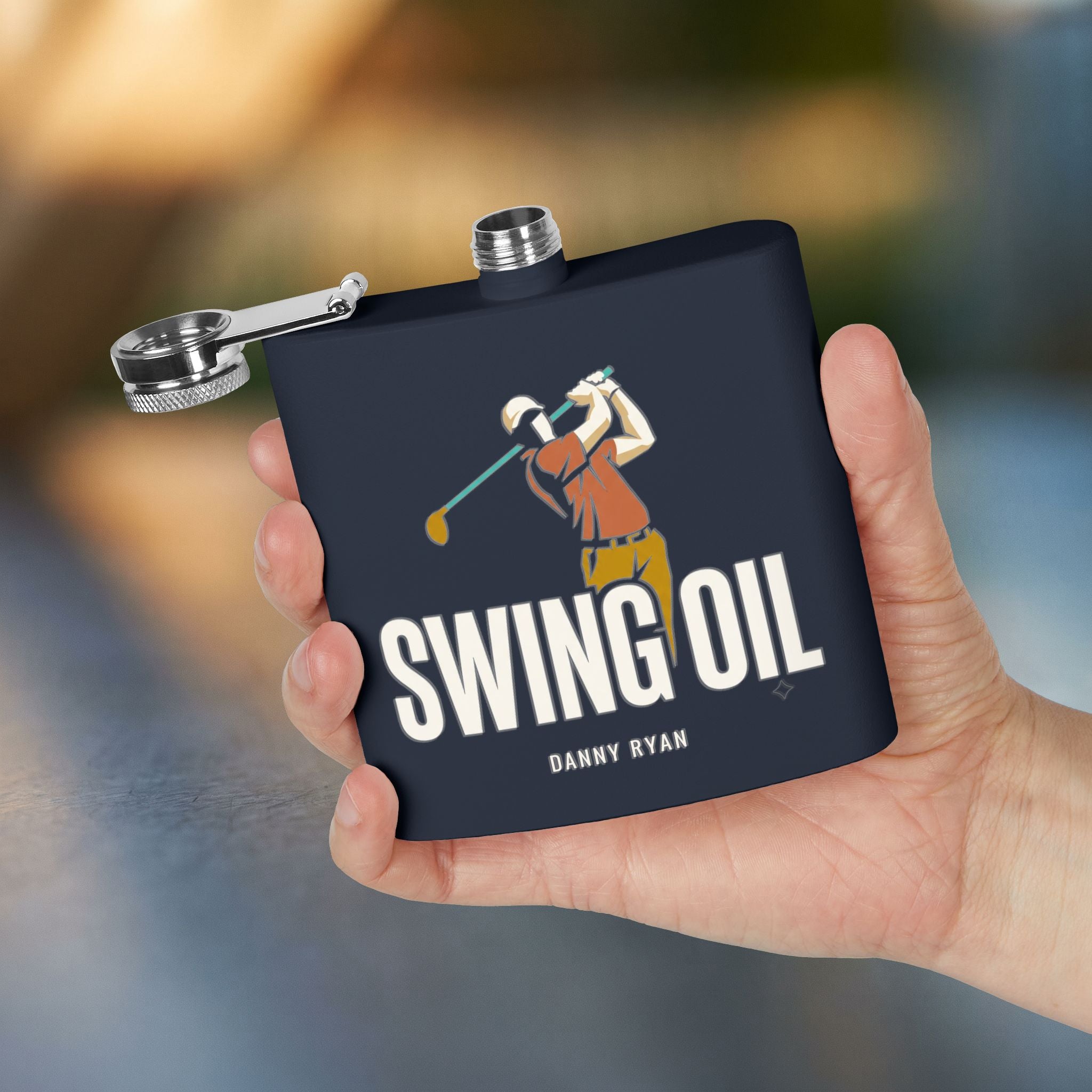 Swing Oil Golf Flask — Personalized 6oz Whiskey Flask