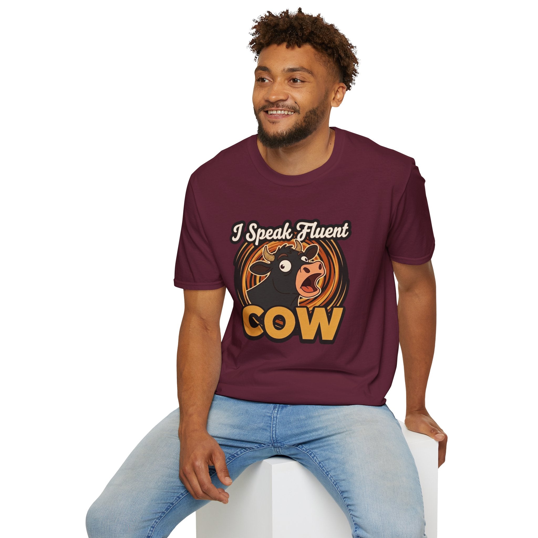 Farmer Shirt — "I Speak Fluent Cow" Funny Cattle Graphic Tee
