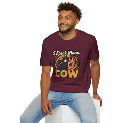 Farmer Shirt — "I Speak Fluent Cow" Funny Cattle Graphic Tee