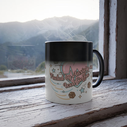 Fueled by Anxiety and Iced Coffee Magic Mug – Funny Pastel Heat-Reveal Cup