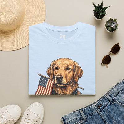 Golden retriever patriotic shirt for women in S