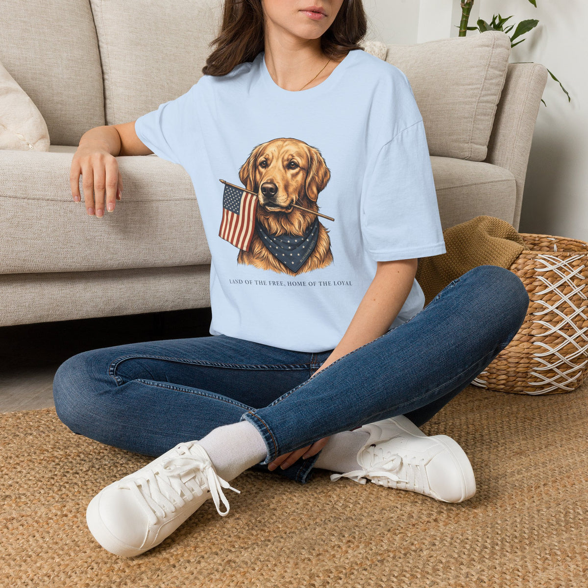 Golden retriever patriotic shirt for women