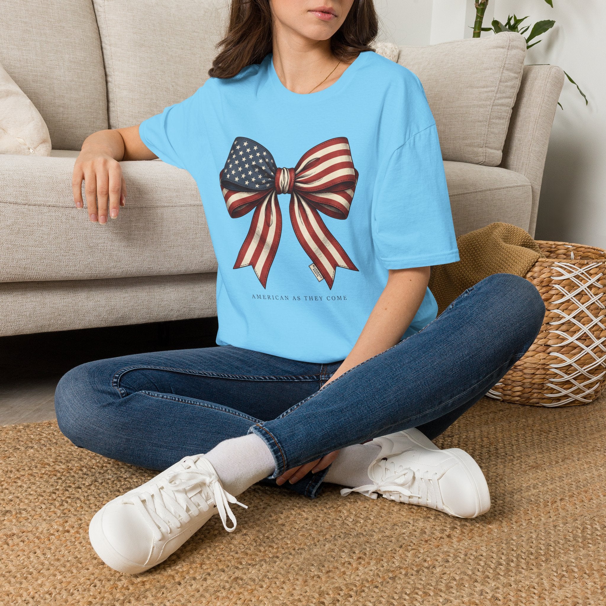 American flag bow 4th of July shirt