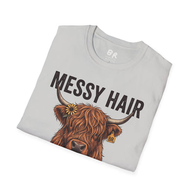 Messy Hair Don't Care highland cow shirt
