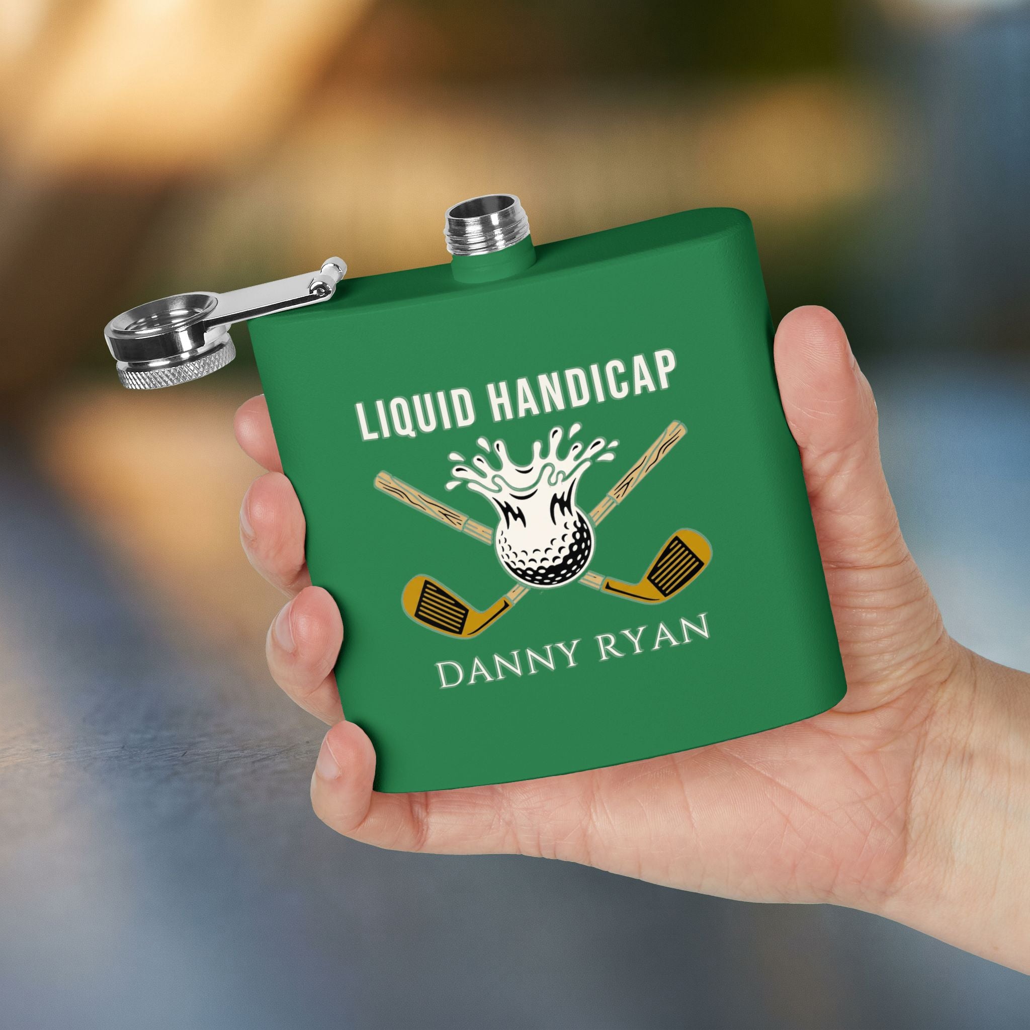 Liquid Handicap Golf Flask — Personalized 6oz Whiskey Flask for Golfers